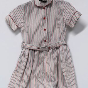 Red, white & grey striped pinafore dress summer