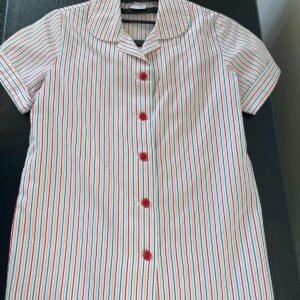 Girls red, white and grey striped shirt summer